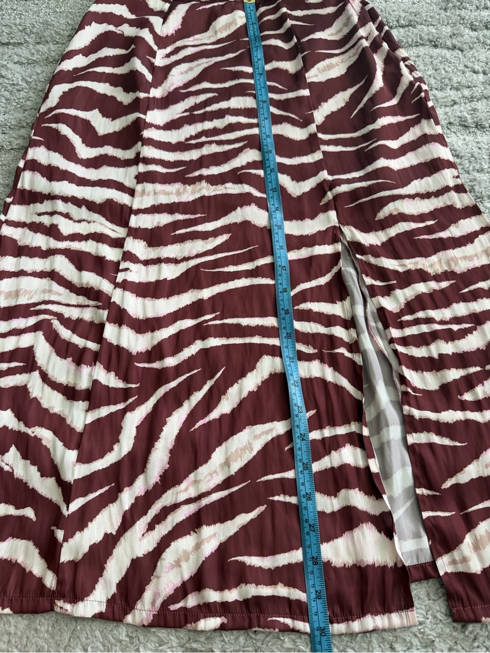 EUC Paige Size 4 Chocolate Satin Zebra Midi Skirt - Picture 4 of 8